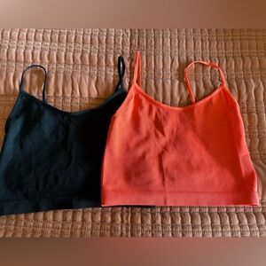 Black and Coral Crop Tops
